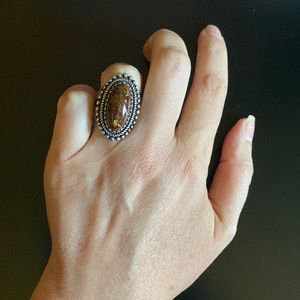 American West oval unique Pietersite brown stone ring
